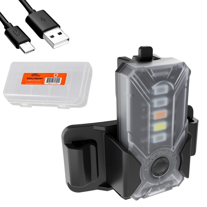 Фенерче Nitecore NU07 LE, 5 цвята, презареждаемо през USB, размери 5.8x1.45x2.1 см, монтиране