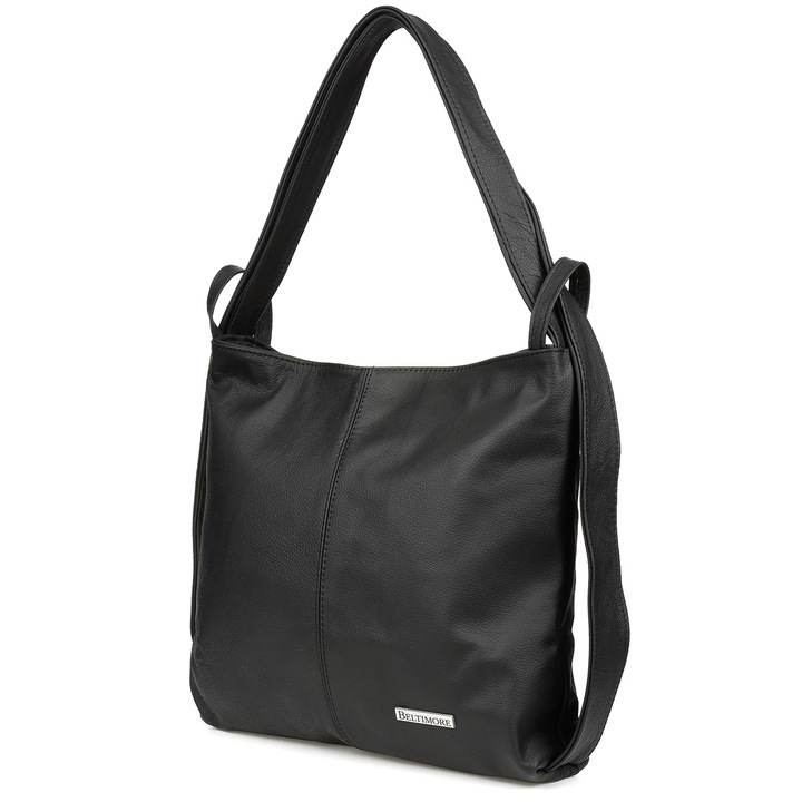 Дамска раница, Beltimore, кожа, 2 в 1, черна, 38x38x9см