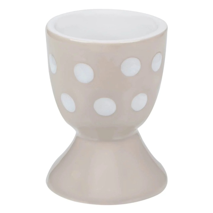 Suport Ceramic cu Buline Bej Albe pentru Ou Ø5x7cm