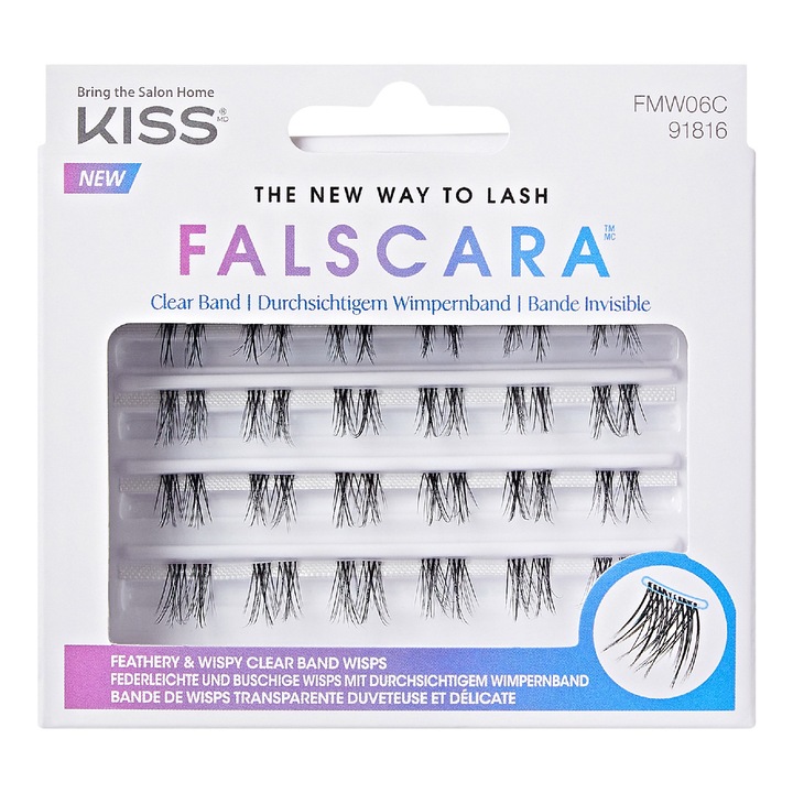 Kiss Falscara műszempilla, 24 darabos készlet, ultra erős, természetes, átlátszó