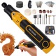 Set unealta rotativa fara fir, BestPlaza®, Multifunctionala, 40 Accesorii, 900mah, 3.6v, 3 trepte viteza, 12000/14000/17000r/min, Incarcare USB, Mini, Portabil, Pentru gravare si sculptura, Polizare, Greutate 0.1kg, Galben