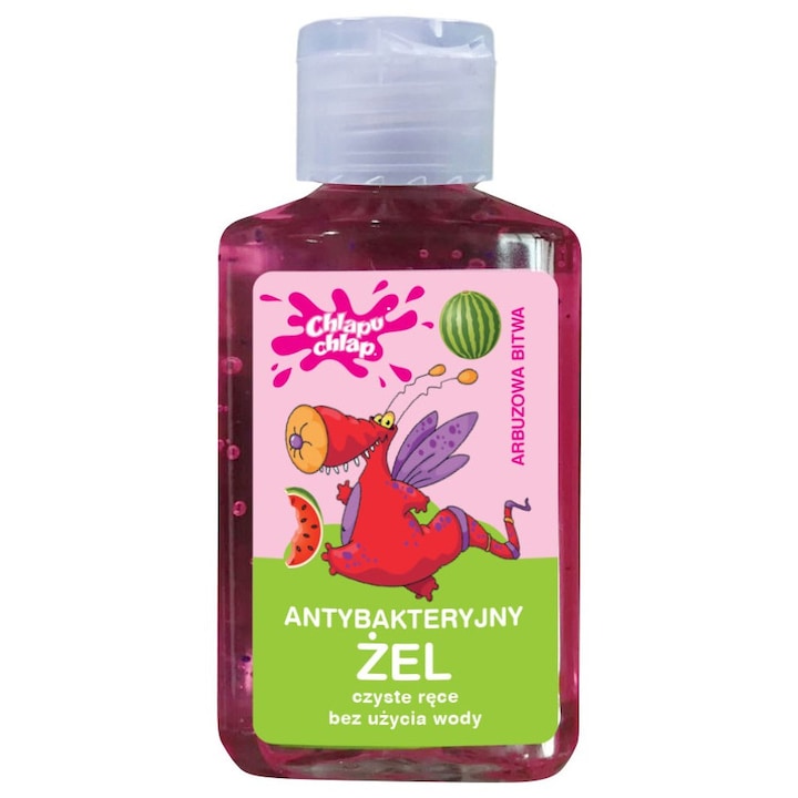 Gel antibacterian Chlapu Chlap, cu aroma de pepene, 60 ml