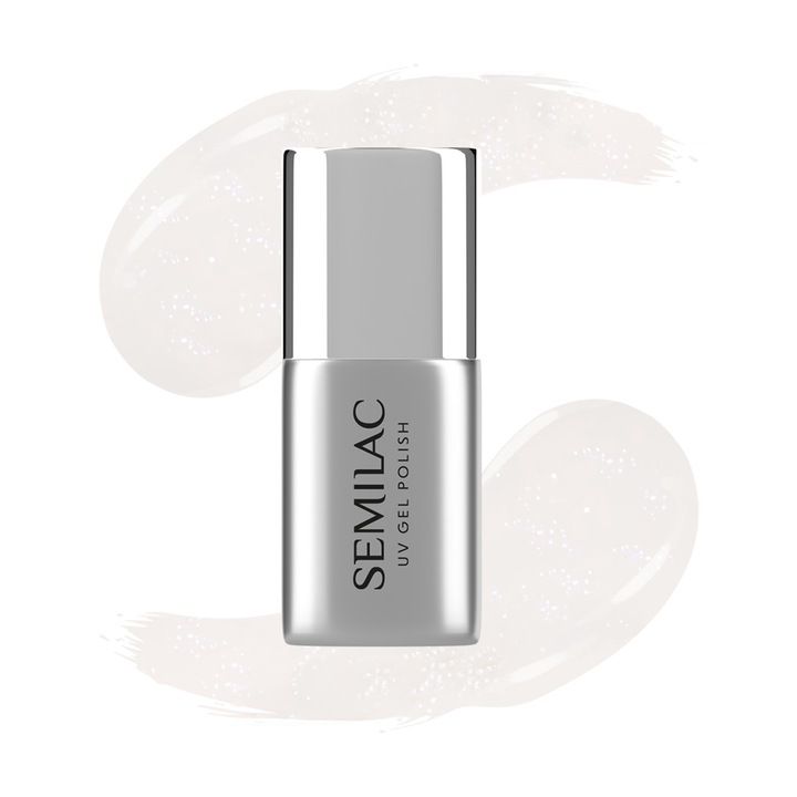 Semilac Top No Wipe pentru lacuri hibride, Milky Dust, 7 ml