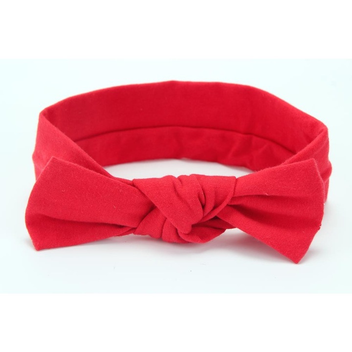 Bentita cu funda, pentru fetite cu varsta cuprinsa intre 0 si 2 ani, bumbac, rosu, 20 x 8 x 1 cm