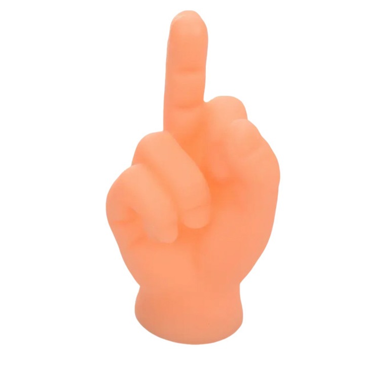 Interaktív macskajáték, középső ujj, puha szilikon, narancssárga, 6-7 cm, játék és masszázs