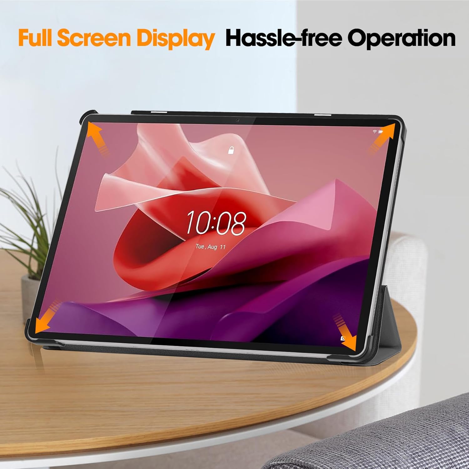 Husa tableta Lenovo Tab P12 (TB370FU) 12.7 inch, 2023, functie sleep/wake-up, ultralight de tip stand, Sigloo, Red Wine