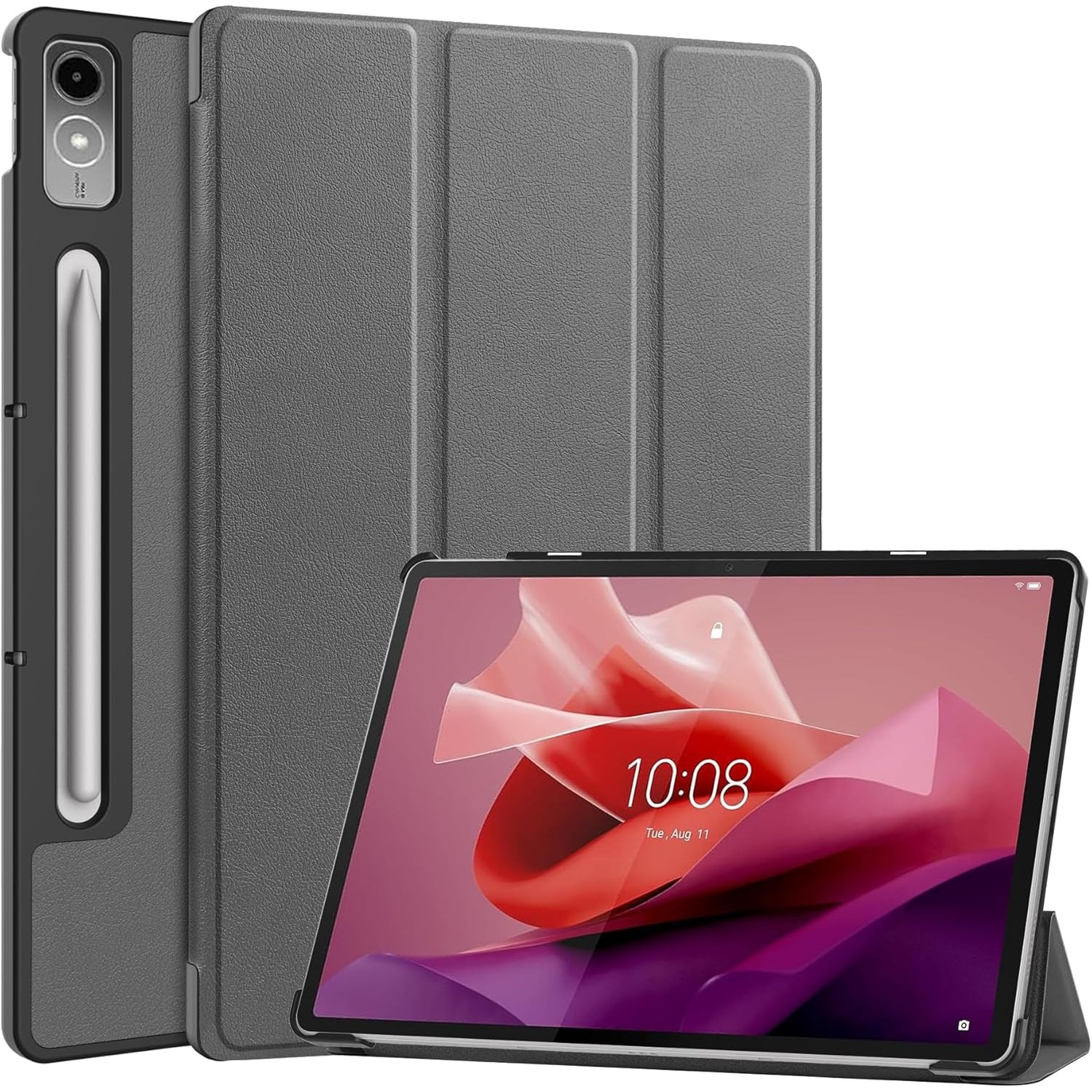 Husa tableta Lenovo Tab P12 (TB370FU) 12.7 inch, 2023, functie sleep/wake-up, ultralight de tip stand, Sigloo, Grey