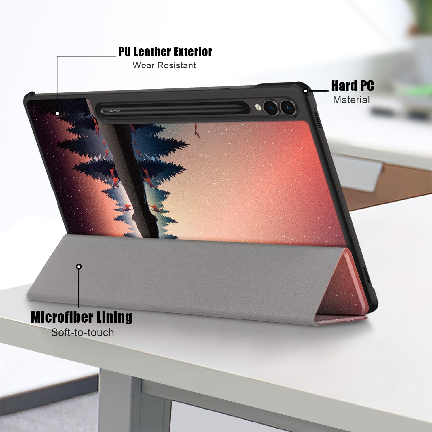 Husa tableta Lenovo Tab P12, Sigloo, 12.7 inch, functie sleep/wake-up, stand, multicolor