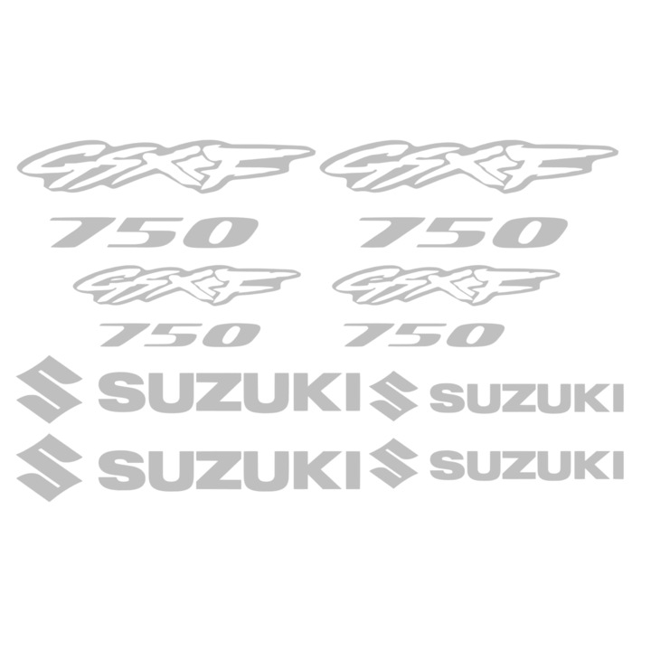 Set 12 stickere suzuki gsxf 750 v2, 20cm x 20cm, gri