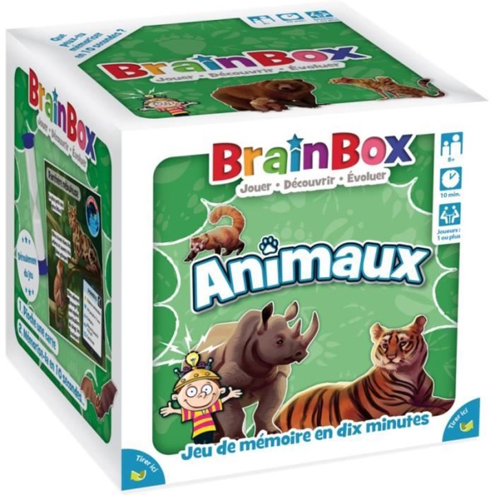 Настолна игра, Asmodee, BrainBox - Животни, игра за наблюдение и памет, 1 или повече играчи, 8 години и нагоре