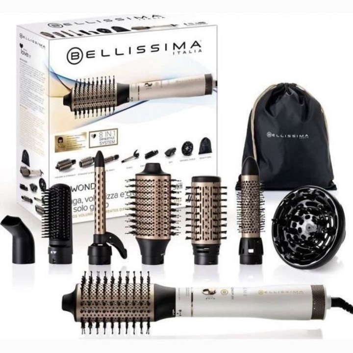 Perie de par, Bellissima, Air Wonder, ceramica cu keratina, 8 accesorii