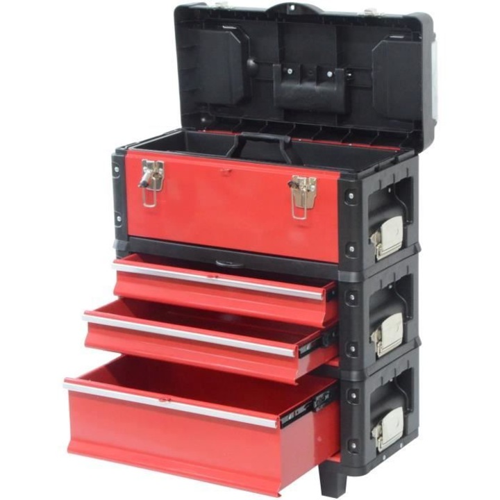 Carucior scule Defpro, 3 module stivuite, organizator, multicolor