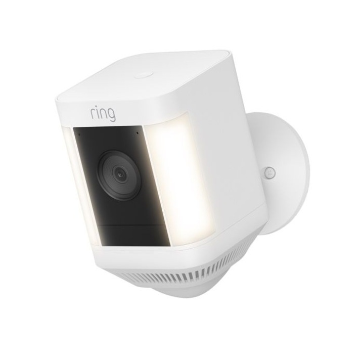 Камера за наблюдение Ring Spotlight Plus, бяла, с батерия