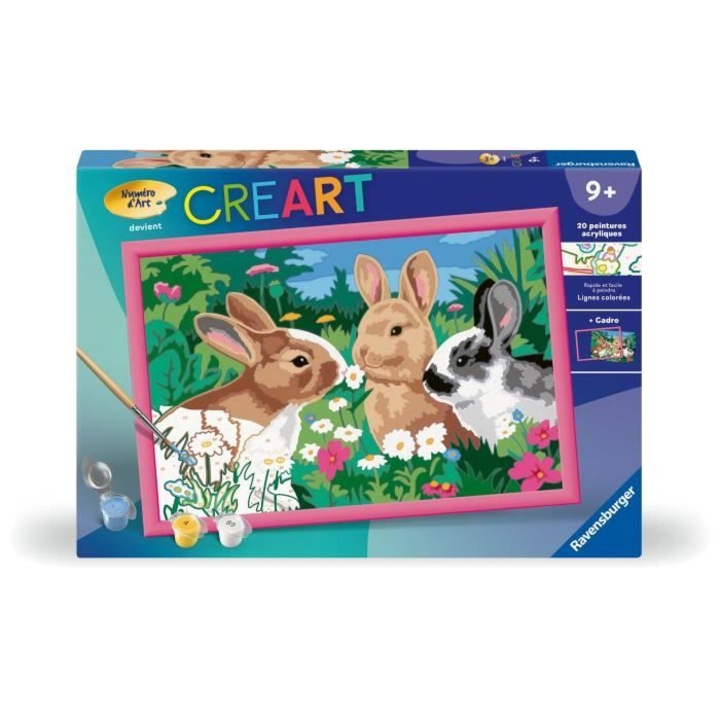Комплект за рисуване CreArt Kids 31x21см Зайци в гората, Ravensburger, за възраст 9+