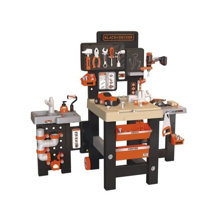 Atelier Smoby Mega Center, 3 részes készlet, mechanika, vízvezeték, asztalosműhely, többszínű