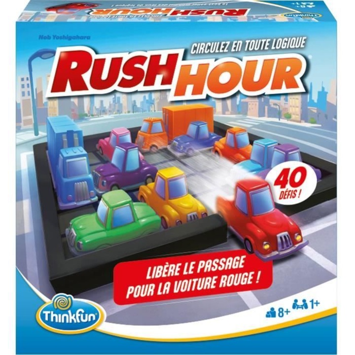 Логическа игра ThinkFun Rush Hour, 40 предизвикателства, 1 или повече играчи, възраст 8+, Ravensburger, многоцветна