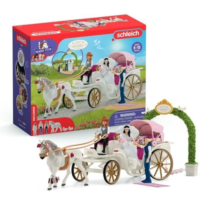 Комплект фигурки, Schleich, карета на младоженци, 106 части, 5 години