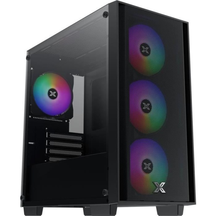 Carcasa PC Bitfenix Saber Mesh FRGB Mid-tower ATX, neagra, sticla securizata si fata din plasa