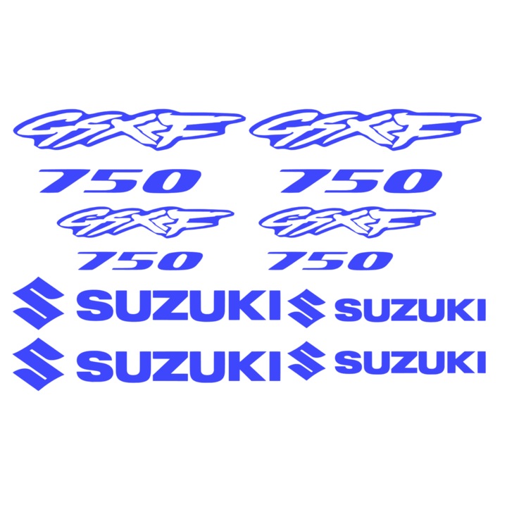Set 12 stickere suzuki gsxf 750 v2, 20cm x 20cm, albastru