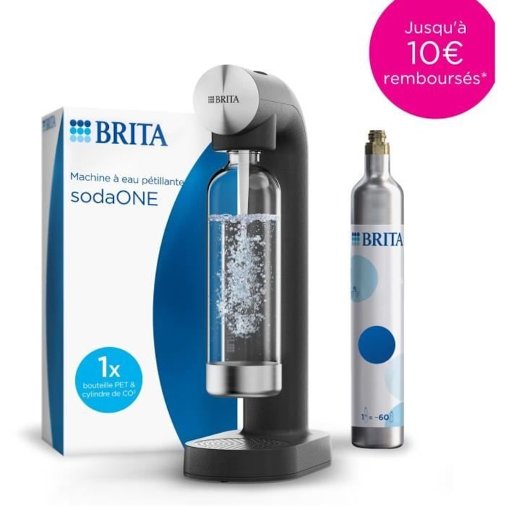 BRITA sodaONE szénsavasvíz-készítő gép, fekete, szűrőkancsó