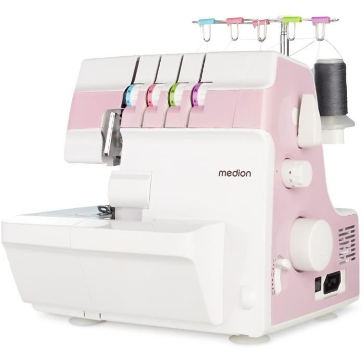 Overlock varrógép, Medion, SO 90 - 1200 ford./perc, LED, rózsaszín