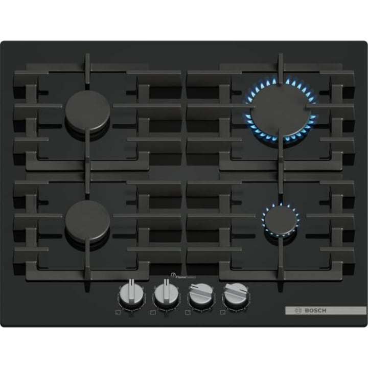 Plita gaz Bosch Series 6, 4 arzatoare, 52x59x4.5cm, neagra