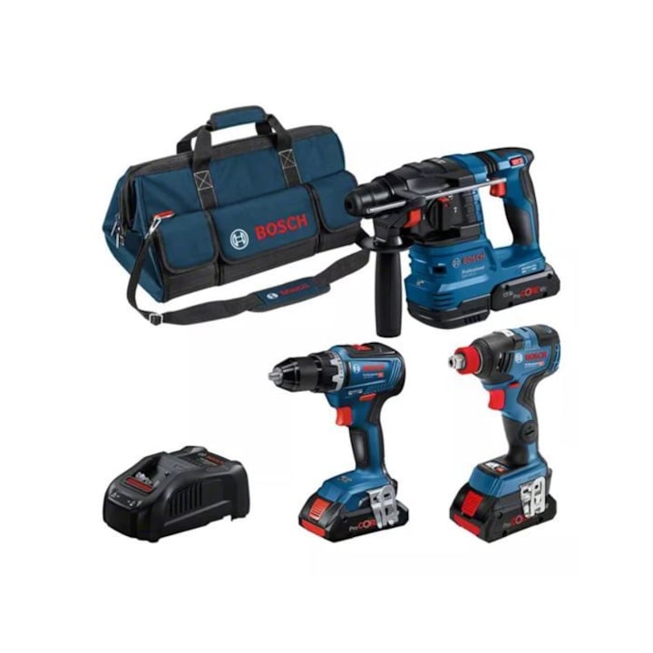 Комплект Bosch от 3 инструмента 18V: GSR 18V-55, GDX 18V-200, GBH 18V-22, ProCORE18V 3x4.0Ah