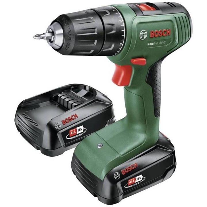 Комплект бормашина и отвертка Bosch Easydrill 18V-40 с 2 батерии 2.0Ah и 1 зарядно устройство 18V-20