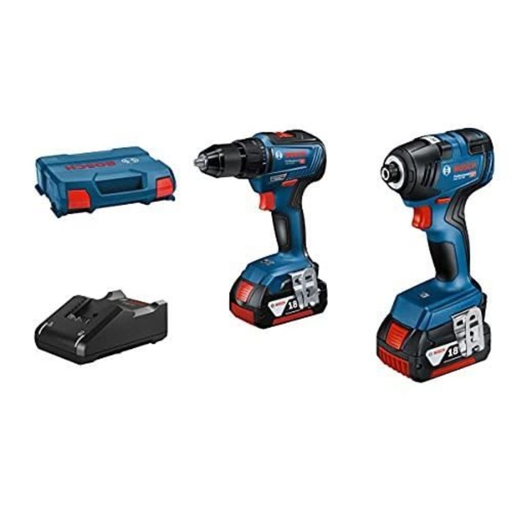 Bosch Professional 18V szerszámkészlet: GDR 18V-200, GSR 18V-55, 2x4.0Ah, GAL 18V-40