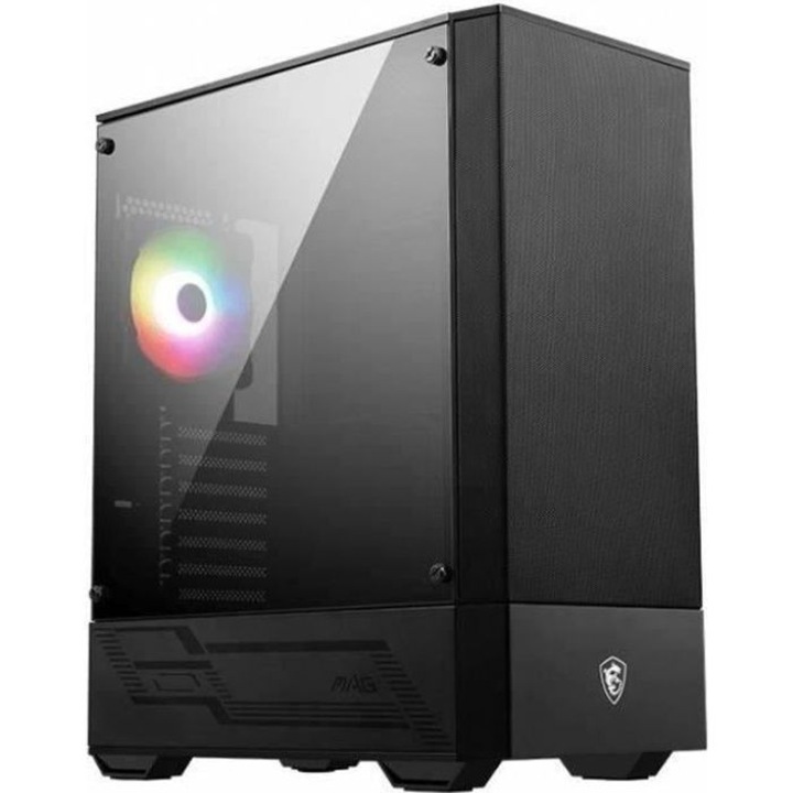 MSI Mag Forge 110R PC ház, kompakt méretek, modern dizájn, fekete szín