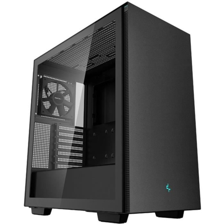 DeepCool CH510 középkategóriás PC ház, E-ATX/ATX/Micro ATX, 1x120mm, edzett üveg, fekete