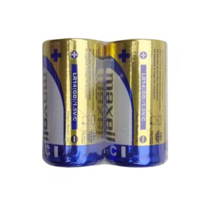 Maxell: Baterie alcalina pentru bebelusi 1.5V LR14 2 bucati in ambalaj de folie