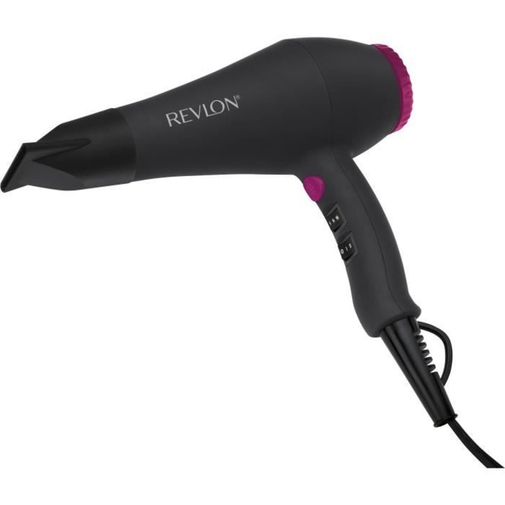 Сешоар Revlon RVDR5251E, 2000 W, AC мотор, 2 скорости, черен/розов
