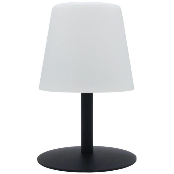 Veioza fara fir Lumisky STANDY MINI, 25x25cm, baza din otel negru, LED alb cald si alb