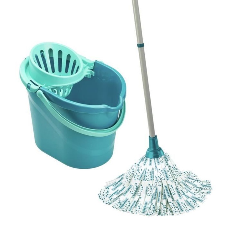 Set de curatare Leifheit, mop din vascoza foarte absorbant, galeata