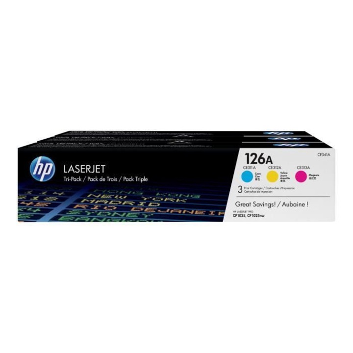 HP 126A tonerkészlet, ciánkék / magenta / sárga, lézernyomtatókhoz