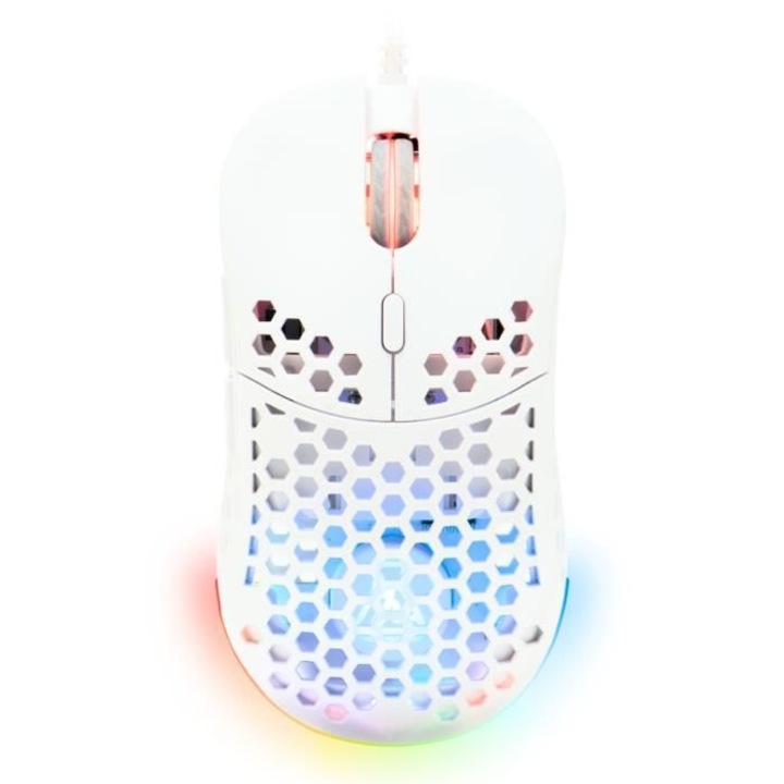Mouse de gaming cu fir, The G-Lab, KULT-OXYGEN, RGB, 12800 DPI, Alb