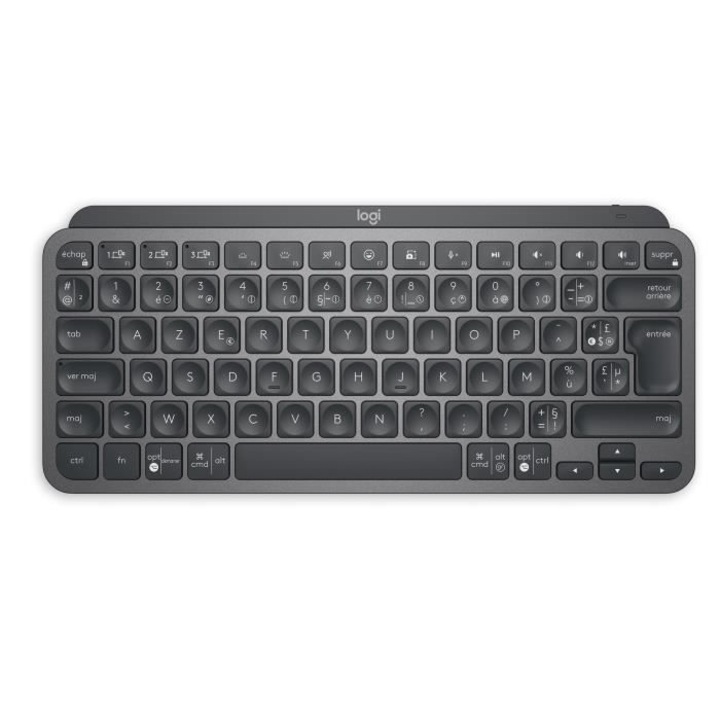 Клавиатура Logitech MX Keys Mini, Безжична, Компактна, Осветена, За MAC, iOS, Windows, Linux, Android, Графит