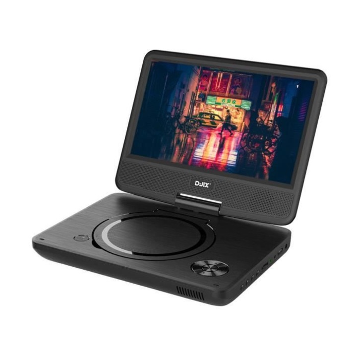 Преносим DVD плейър DJIX PVS906-20, 9 инча, въртящ се, черен