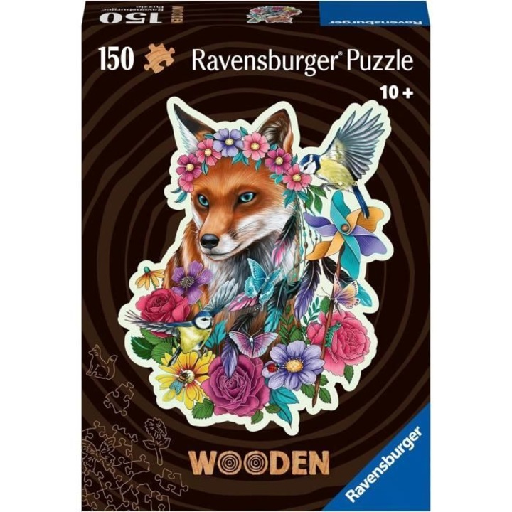 Дървен пъзел 150 части цветна лисица, Ravensburger, за деца и възрастни, възраст 10+
