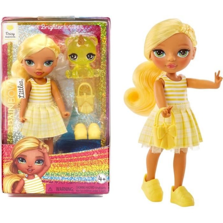 Rainbow High Littles 15 cm-es baba háziállattal, sárga, 4 éves kortól
