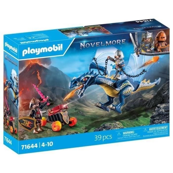 Комплект фигурки, Playmobil, Novelmore, с дракони и оръдие, 39 части, за възраст над 4 години