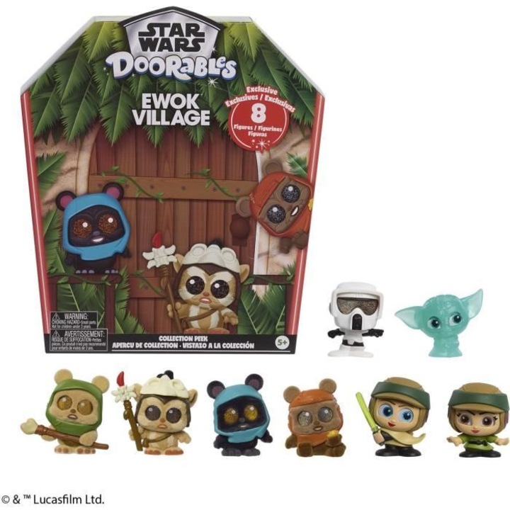 Figurine de colectie, Star Wars, Cutie colectionar Ewok, set 8 figurine, 5 ani+