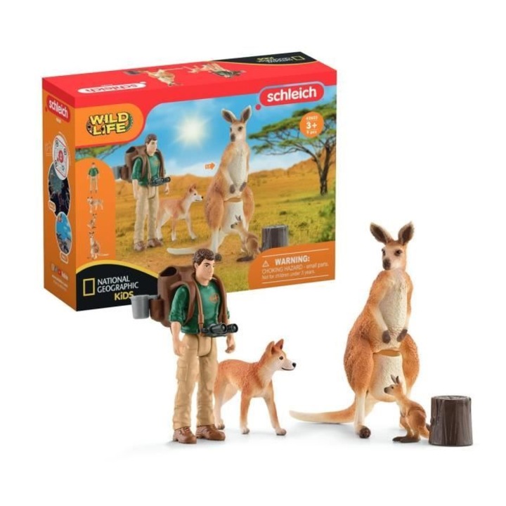 Комплект фигурки Schleich Oceania Adventures - Кенгуру и рейнджър Том с аксесоари