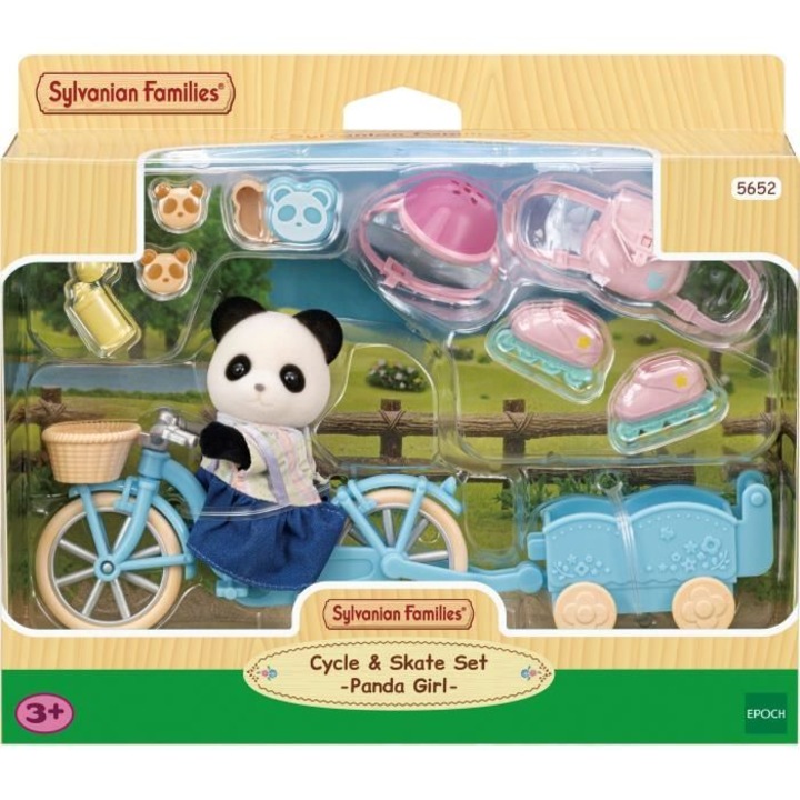 Sylvanian Families figura, Pandakislány biciklivel és utánfutóval, 3 év+