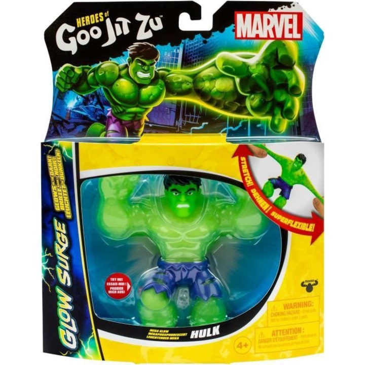 Фигурка на Хълк Glow Surge 11 см, HEROES OF GOO JIT ZU, светеща, разтегателна