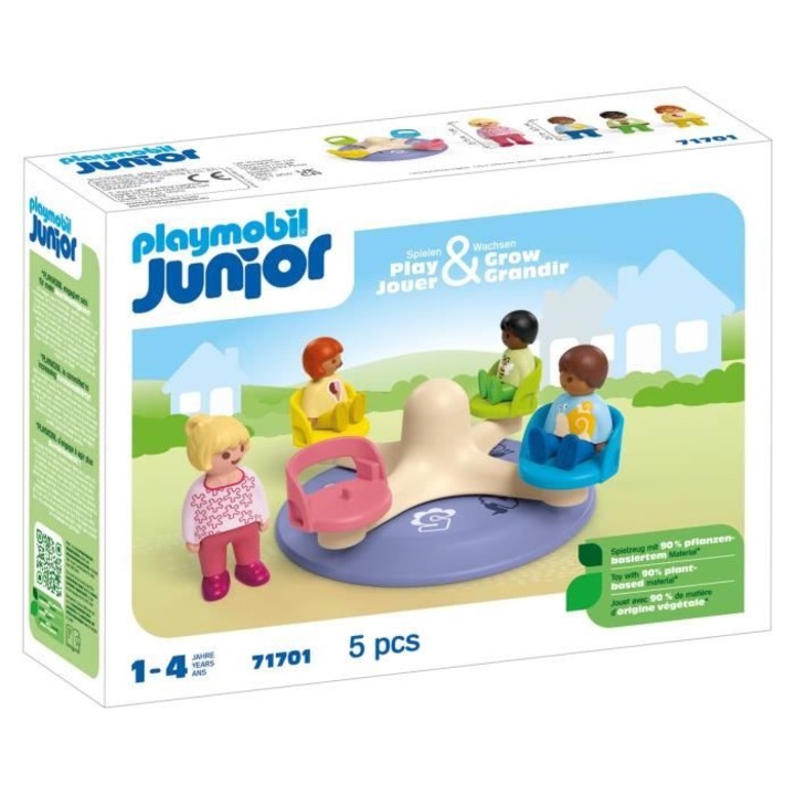 Комплект фигурки Playmobil Junior 71701 с 4 фигурки и турникети, за деца над 1 година