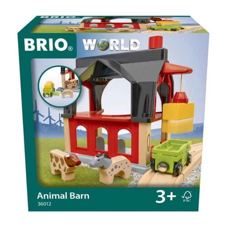 Gara pentru animale, BRIO WORLD, accesoriu pentru circuit de tren din lemn, 7312350360127