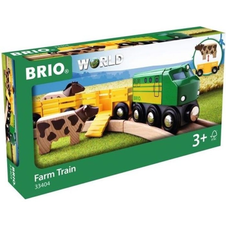 Trenulet de jucarie, BRIO World, Tren cu animale de ferma, multicolor, 33404