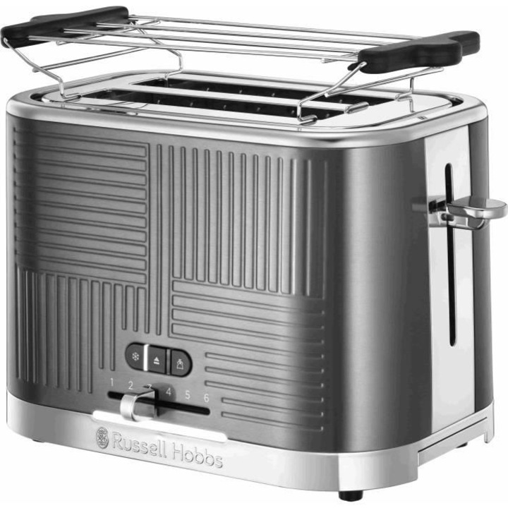 Тостер Russell Hobbs Geo Steel, 4 функции, регулируема температура, 22x28x18 см